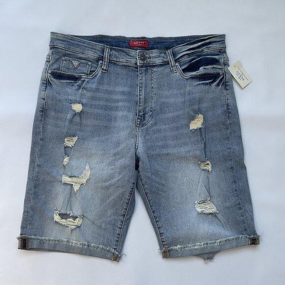 Guess Men's Eco Abby Denim Shorts Light Blue Size 30 - Picture 1 of 11